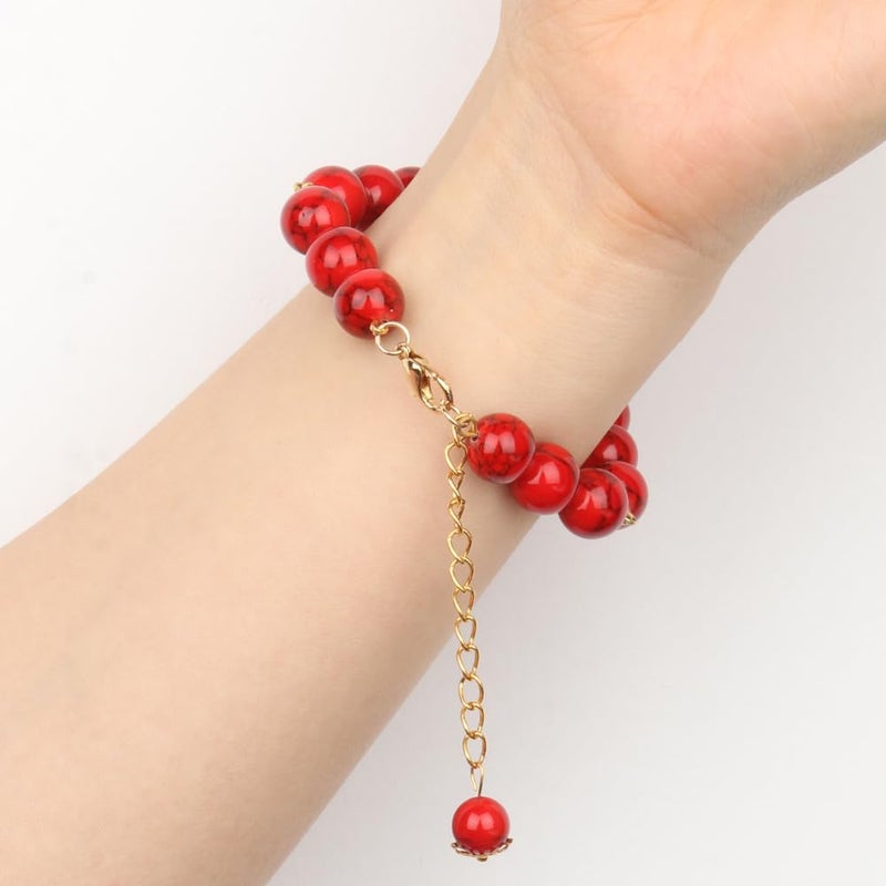 Xilitata 35pcs 10mm Red Beads Red Turquoise Bead Crystal Gemstone Beads for Bracelets  Natural Stone Beads for Jewelry Making DIY Bracelet Necklace - Image 4